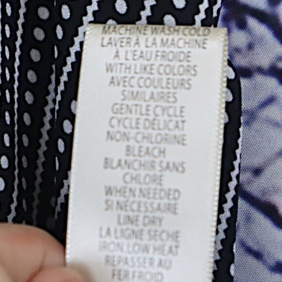 MICRO DOT V-NECK BLOUSE M Max Studio Black White Stripes Office Work Blouson Y2K - Picture 6 of 9